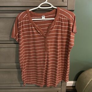 Old Navy Rust Striped Short Sleeve Top